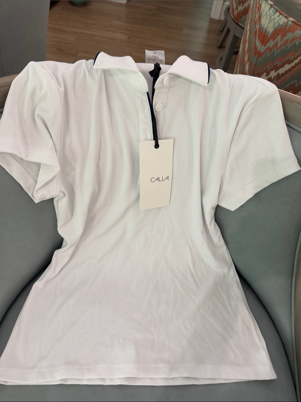 CALLA White Short-Sleeve Polo Top with Contrast Trim